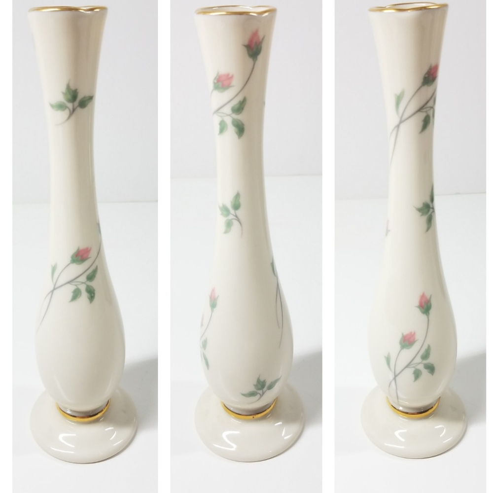 Lennox Rose Manor Bud Vase 24kt Decorated China